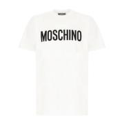 Moschino Avslappnad bomullst-shirt för män White, Herr