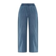 Palm Angels Jeans med logotyp Blue, Dam