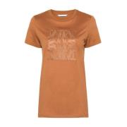 Max Mara Brun Bomull T-shirt med Broderi Brown, Dam