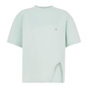 The Attico Grön Ribbad T-shirt med Logobroderi Green, Dam