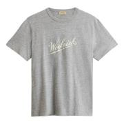 Woolrich Tryckt Logotyp Crew Neck T-shirts och Polos Gray, Herr