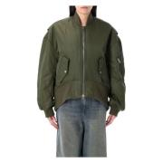 JW Anderson Olivgrön Oversized Bomberjacka Green, Dam