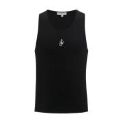 JW Anderson Svart Logotyp T-shirt Rund Hals Bomull Black, Herr