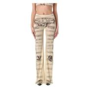 Jean Paul Gaultier Mesh Tattoo Mariner Byxor i Ecru Svart Röd Beige, D...