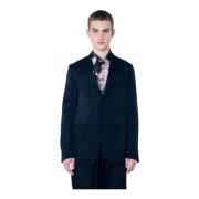 Dries Van Noten Blazer i satin med slag Blue, Herr