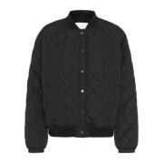 Cream Quilt Bomber Jacket i Pitch Black Black, Dam