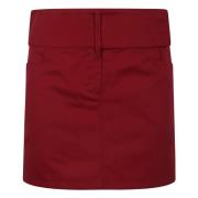 Courrèges Bältad Mini Kjol i Polycotton Red, Dam