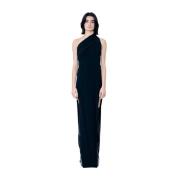 Rick Owens Silk Blend Draped Maxi Klänning Black, Dam