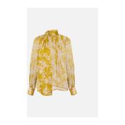 Elisabetta Franchi Silkeblommig blus Yellow, Dam