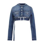 Jean Paul Gaultier Stilig Cropped Denim Jacka Blue, Dam