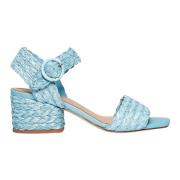 Paloma Barceló Blå Vävd Raffia Sandaler Ss23 Blue, Dam