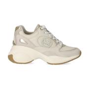 Michael Kors Beige Zuma Sneakers med Gulddetaljer Beige, Dam