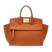 Salvatore Ferragamo Mjuk Studio Väska i Cognac Läder Brown, Dam