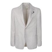 Lardini Beige Houndstooth Blazer Beige, Herr