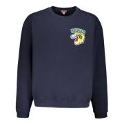 Kenzo Bomull crew-neck sweatshirt med logotyp patch Blue, Herr