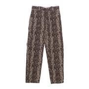 Dickies Khaki Höga Midjan Animal Print Byxor Green, Dam