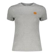 Kenzo Bomull T-shirt med Front Patch Gray, Dam