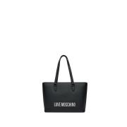 Moschino Svart Shopper Väska med Gyllene Detaljer Black, Dam