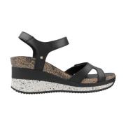 Panama Jack Sportig Kil Sandal med Klibbig Rem Black, Dam