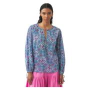 Antik Batik Blus Zena Blue, Dam