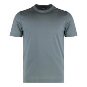 Canali Räfflad crew-neck bomull T-shirt Gray, Herr