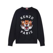 Kenzo Lucky Tiger Broderad Tröja Black, Herr