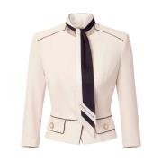 Elisabetta Franchi Beige Peplum Jacka med Piped Trim Beige, Dam