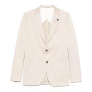 Lardini Beige Bomullsblazer med Knappfästning Beige, Herr