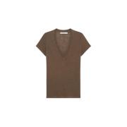 IRO Linne V-ringad T-shirt Rodeo Brown, Dam