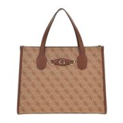 Guess Izzy Tote Axelväska Brun 4G Logo Brown, Dam