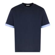 Paolo Pecora Räfflad crew-neck T-shirt, Oversize passform Blue, Herr