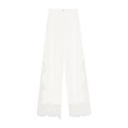 Ermanno Scervino Vita blommor broderade elastiska midjbyxor White, Dam