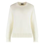 Polo Ralph Lauren Bomull Crew-Neck Sweater med Sidslitsar White, Dam