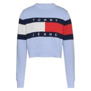 Tommy Jeans Färgblock Bomullströja Blue, Dam