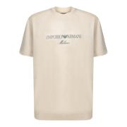 Emporio Armani Minimal Crewneck T-shirt Ivory Grey Logo White, Herr