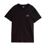 Tommy Jeans Svart Logotyp Bomull T-shirt Black, Herr