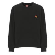 Kenzo Svart Bomulls Sweatshirt med Blomsterbroderi Black, Dam