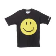 Moschino Ekologisk Bomull Smiley T-shirt i Svart Black, Dam