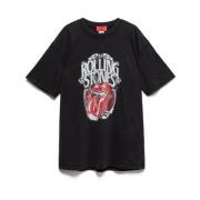 Aniye By Vintage Rolling Stones Logotyp T-shirt i bomull Black, Dam