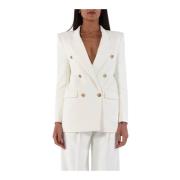 Elisabetta Franchi Gyllene knapp Crepejacka White, Dam