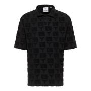 Carlo Colucci Oversized Polotröja med Terry Inserts Black, Herr