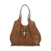 Tod's Brun läder shoppingväska med Pochette Brown, Dam