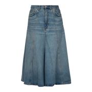 Haikure Denim Midikjol med Hällor Blue, Dam