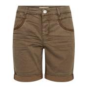 MOS MOSH Denim Shorts med Sea Turtle Detalj Brown, Dam