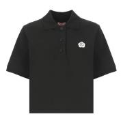 Kenzo Svart Polo Skjorta med Boke Blomma Black, Dam