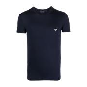 Emporio Armani Blå Logo Print T-shirts och Polos Blue, Herr