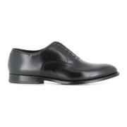 Doucal's Svarta läder Oxford snörskor Black, Herr