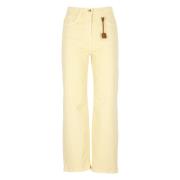 Elisabetta Franchi Gula bomullsjeans med bältesögglor Yellow, Dam