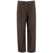 Brunello Cucinelli Ergonomiska Chino-byxor i ren lin twill Brown, Dam