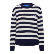 Ball Randig Crewneck Tröja Skycaphain Birch Blue, Dam